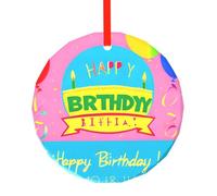 WBQLSL This Happy Birthday Balloon printed Christmas round glass pendant is perfect for Christmas, Halloween, and other holiday decorations.