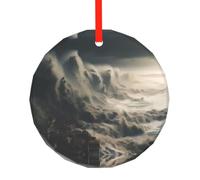 WBQLSL This Huge waves patterns Christmas round glass pendant is perfect as a Christmas tree ornament, birthday, or anniversary gift.