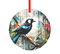WBQLSL This Magpie Graffiti printed Christmas round glass pendant is perfect for Christmas, Halloween, and other holiday decorations.