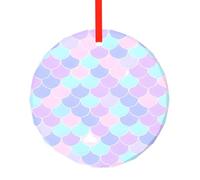 WBQLSL This Mermaid tattoo printed Christmas round glass pendant is perfect as a Christmas tree ornament, birthday, or anniversary gift.