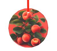 WBQLSL This Red Apricot printed Christmas round glass pendant is perfect for Christmas, Halloween, and other holiday decorations.