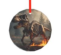 WBQLSL This Running dinosaur printed Christmas round glass pendant is perfect for Christmas, Halloween, and other holiday decorations.