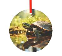 WBQLSL This tortoise patterns Christmas round glass pendant is perfect as a Christmas tree ornament, birthday, or anniversary gift.