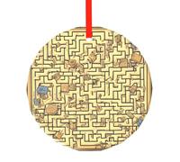 WBQLSL This Treasure Maze printed Christmas round glass pendant is perfect for Christmas, Halloween, and other holiday decorations.