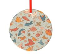 WBQLSL This Various fish printed Christmas round glass pendant is perfect for Christmas, Halloween, and other holiday decorations.