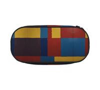 WBQLSL three primary colors Printed stationery storage bag - multi-grid layered pencil case portable student pencil bag