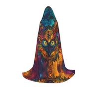 WBQLSL Tie-dyed cat head totem Patterned M Wizard Cape, Suitable for Adults & Teens Cosplay, Full Size Range S, M, L