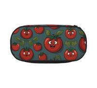WBQLSL Tomato cartoon Printed stationery storage bag - multi-grid layered pencil case portable student pencil bag