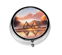 WBQLSL triangle building Mini medicine box with three compartments, small round medicine box, portable