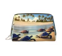 WBQLSL Turtles on The Beach Leather Makeup Bag Cosmetic Storage Bag Suitable for Carrying Cosmetics with You