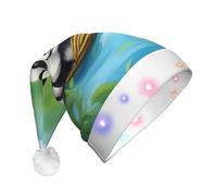 WBQLSL two cute pandas Decorative Santa hat with LED lights, perfect for costume parties and stage performances.