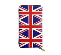 WBQLSL UK Flag Long leather clutch with zippered coin purse and 12 credit card slots, lightweight travel cash wallet
