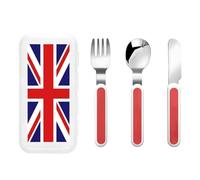 WBQLSL UK Flag Printed Children's Tableware 3-Piece Set Kindergarten Children's Tableware Portable Picnic Tableware Set