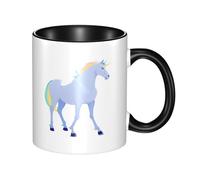 WBQLSL Unicorn Silhouette Double Color Ceramic Mug, Classic Large Handle Mug, Suitable for Office and Home Leisure - Microwave Safe