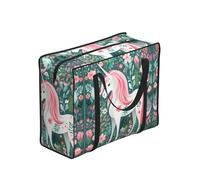 WBQLSL Unicorn Storage Tote Bag for Adults, One Size, Polyester with Zipper Closure, 53 x 40 x 23 cm, Foldable and Water-Resistant