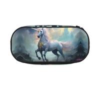 WBQLSL Unicorns on the Run Printed stationery storage bag - multi-grid layered pencil case portable student pencil bag