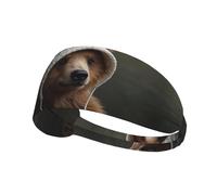 WBQLSL Unisex-Adult Bear with White Hat Elastic Exercise Headband, Black, One Size, 22.5mm Wide, Polyester