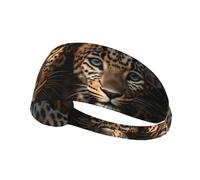 WBQLSL Unisex-Adult Leopard Print Elastic Sports Headband, Black, One Size, Polyester