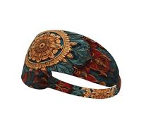 WBQLSL Unisex-Adult Mandala Print Elastic Exercise Headband, Black, One Size, 22.5mm Wide, Polyester