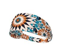 WBQLSL Unisex-Adult Moroccan Tile Print Elastic Sports Headband, One Size, Polyester