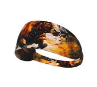 WBQLSL Unisex-Adult Oil Painting Bull Print Elastic Exercise Headband, One Size, Polyester