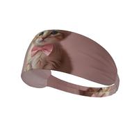 WBQLSL Unisex-Adult Pink Kitten Print Elastic Exercise Headband, One Size, Polyester