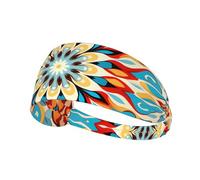WBQLSL Unisex-Adult Round Abstract Petals Elastic Exercise Headband, One Size, Polyester