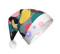 WBQLSL Unisex Christmas New Year Adult Hat, New Year Christmas Party Gift, Abstract painting of circles Plush Santa Hat with LED Light