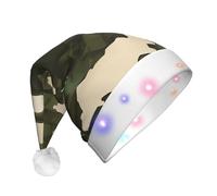 WBQLSL Unisex Christmas New Year Adult Hat, New Year Christmas Party Gift, Army camouflage Plush Santa Hat with LED Light