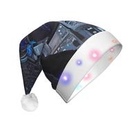 WBQLSL Unisex Christmas New Year Adult Hat, New Year Christmas Party Gift, Cabin of the Future Plush Santa Hat with LED Light