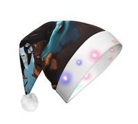 WBQLSL Unisex Christmas New Year Adult Hat, New Year Christmas Party Gift, Cartoon pirate ship Plush Santa Hat with LED Light