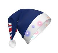WBQLSL Unisex Christmas New Year Adult Hat, New Year Christmas Party Gift, Flag of the Turks and Caicos Islands Plush Santa Hat with LED Light