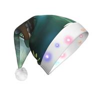 WBQLSL Unisex Christmas New Year Adult Hat, New Year Christmas Party Gift, Little Bridge in the East Plush Santa Hat with LED Light