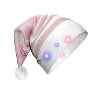 WBQLSL Unisex Christmas New Year Adult Hat, New Year Christmas Party Gift, Pink cherry blossom staircase Plush Santa Hat with LED Light