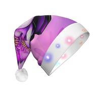 WBQLSL Unisex Christmas New Year Adult Hat, New Year Christmas Party Gift, Purple Lotus Plush Santa Hat with LED Light