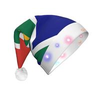 WBQLSL Unisex Christmas New Year Adult Hat, New Year Christmas Party Gift, South African flag Plush Santa Hat with LED Light