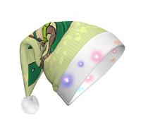 WBQLSL Unisex Christmas New Year Adult Hat, New Year Christmas Party Gift, Sunflower seeds earthworm snake Plush Santa Hat with LED Light
