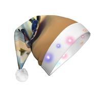 WBQLSL Unisex Christmas New Year Adult Hat, New Year Christmas Party Gift, turtles on the beach Plush Santa Hat with LED Light