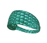 WBQLSL Unisex Emerald Crocodile Leather Print Elastic Sports Headband, One Size, Polyester