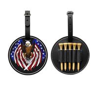 WBQLSL USA Flag Patriotic Eagle Fashionable Printed Golf tee Storage Bag - Lightweight Design for Quick tee Storage