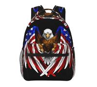 WBQLSL USA Flag Patriotic Eagle Lightweight travel backpack suitable for hiking, business trips, camping, fitness, school, university, and other occasions, featuring a multi-pocket design.