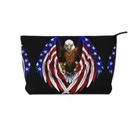 WBQLSL USA Flag Patriotic Eagle Printed corduroy cosmetic bag - travel essential cosmetic storage bag