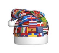 WBQLSL Various flags Adult Christmas hat, 15.7-inch high plush Christmas hat, unisex decorative hat, Santa Claus Christmas Halloween party