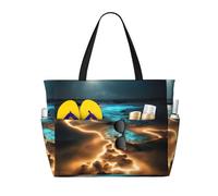 WBQLSL View under the moon Pattern beach travel bag for gym/swimming pool/supermarket shopping/short trip