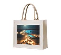 WBQLSL View under the moon Printed Canvas Tote | Lightweight Storage Bag Perfect for the Beach, Picnics, and Everyday Shopping