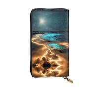 WBQLSL View under the moon Zipper leather wallet, 7.5 * 4.1 inch long clutch bag, multiple compartments and large capacity, a good gift for friends