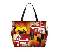 WBQLSL vintage wooden maryland flag Pattern beach travel bag for gym/swimming pool/supermarket shopping/short trip