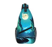 WBQLSL Water Moon Cave Printed Outdoor Crossbody Bag - Lightweight Travel Chest Pack, Perfect for Daily Commutes and Cycling