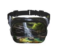 WBQLSL Waterfall Views Patterned Stylish Waist Bag, Lightweight Travel Sports Bag, Waterproof and wear-Resistant