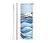 WBQLSL Waves lapping at the rocks Convenient beverage cup, outdoor sports cycling office 20oz stainless steel environmentally friendly straw cup